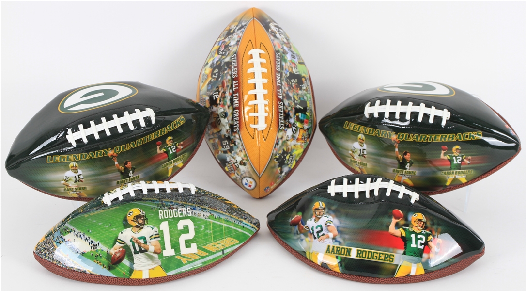 2019 Green Bay Packers Pittsburgh Steelers FotoBall Football Collection - Lot of 5  w/ All Time Greats, Legendary Quarterbacks & Aaron Rodgers