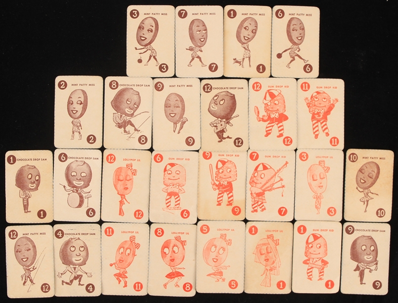 1930s Johnstons Cookies & Candies Rummy Cards - Lot of 26