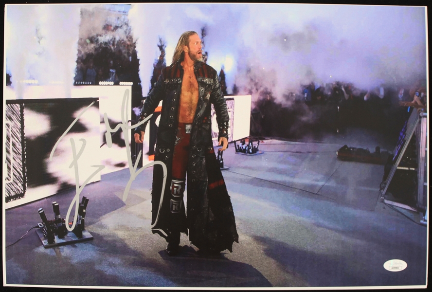2000s Edge WWE Champion Wrestler Signed 12" x 18" Photo (*JSA*)