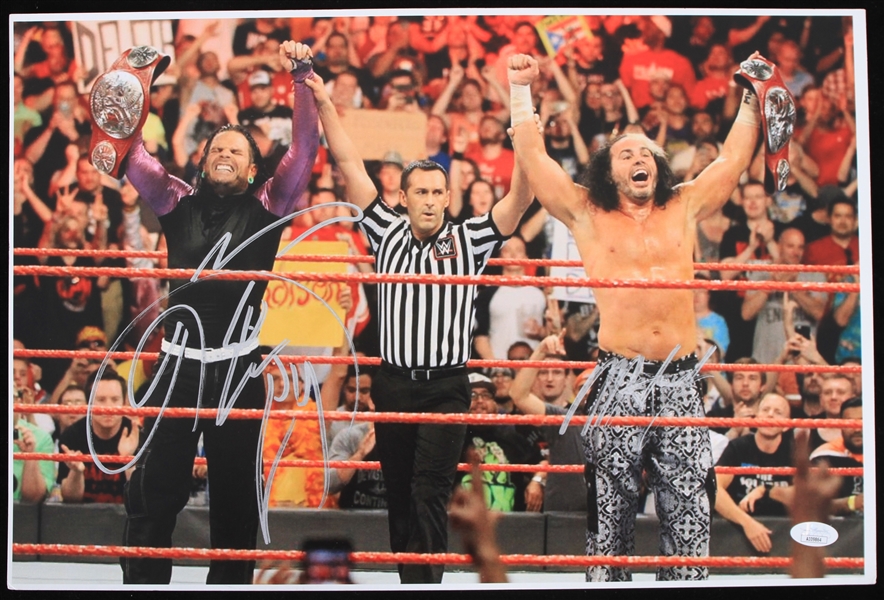 2000s Matt Hardy WWE Champion Wrestler Signed 12" x 18" Photo (*JSA*)