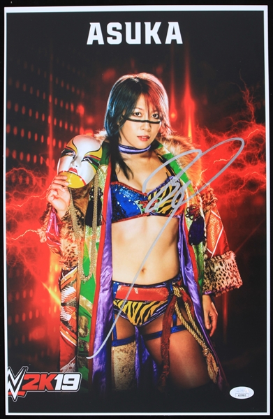 2016-23 Asuka WWE Champion Wrestler Signed 11" x 17" Photo (*JSA*)