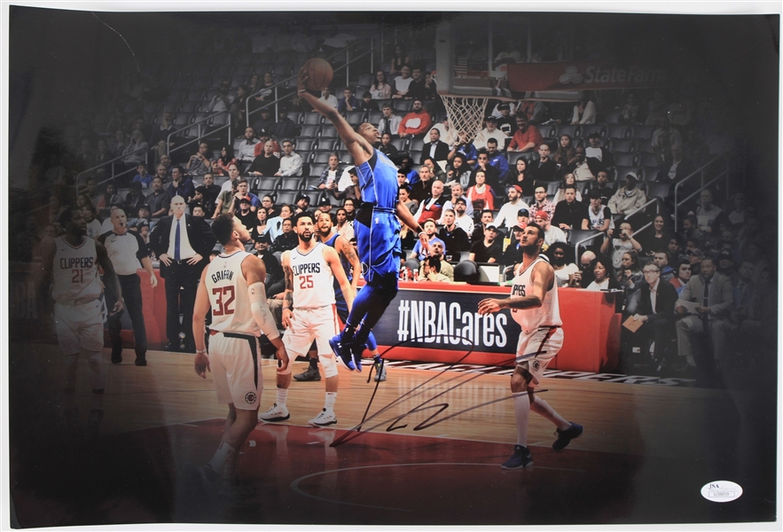 2017-18 Dennis Smith Jr. Dallas Mavericks Signed 12" x 18" Photo (*JSA*)