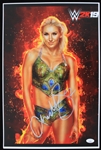 2019 Charlotte Flair WWE Champion Wrestler Signed 12" x 18" WWE 2K19 Photo (*JSA*) 