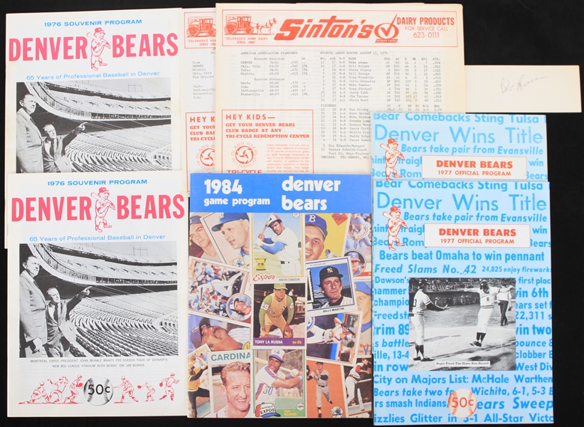 1970s-80s Denver Bears Souvenir & Official Game Programs (Lot of 10)