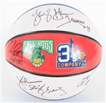 2010s Hall of Fame Multi Signed Big 3 Red White & Blue Graphic Basketball w/ 6 Signatures Including Julius Erving, Rick Barry, George Gervin, Clyde Drexler & More (JSA)