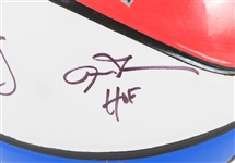 2010's Hall of Fame Multi Signed Big 3 Red White & Blue Graphic Basketball w/ 6 Signatures Including Julius Erving, Rick Barry, George Gervin, Clyde Drexler & More (JSA)