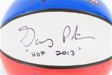 2010's Hall of Fame Multi Signed Big 3 Red White & Blue Graphic Basketball w/ 6 Signatures Including Julius Erving, Rick Barry, George Gervin, Clyde Drexler & More (JSA)