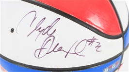 2010's Hall of Fame Multi Signed Big 3 Red White & Blue Graphic Basketball w/ 6 Signatures Including Julius Erving, Rick Barry, George Gervin, Clyde Drexler & More (JSA)