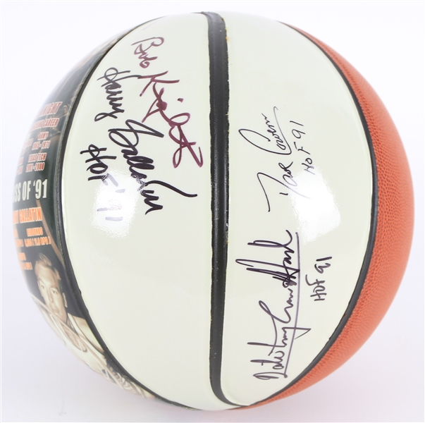 2010s Bob Knight Dave Cowens Nate "Tiny" Archibald Harry Gallatin Signed InkRedible Graphic Basketball (JSA)