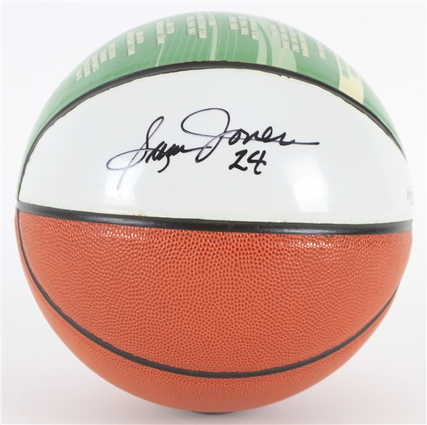 2010s Sam Jones Boston Celtics Signed InkRedible Graphic Basketball (JSA)