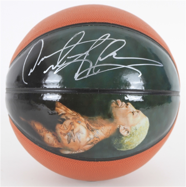 2010s Dennis Rodman Chicago Bulls Signed Graphic Basketball (JSA)