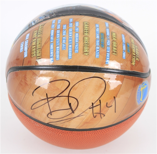 2010s Brandon Rush Golden State Warrios Signed PhotoFile Graphic Mini Basketball (JSA)