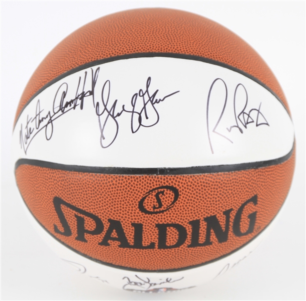 2017 NBA All Star Game Multi Signed Autograph Panel Basketball w/ 11 Signatures Including Oscar Robertson, George Gervin, Rick Barry, Willis Reed & More (JSA)