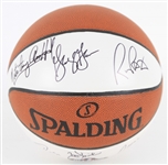 2017 NBA All Star Game Multi Signed Autograph Panel Basketball w/ 11 Signatures Including Oscar Robertson, George Gervin, Rick Barry, Willis Reed & More (JSA)