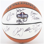 2017 NBA All Star Game Multi Signed Autograph Panel Basketball w/ 11 Signatures Including Oscar Robertson, George Gervin, Rick Barry, Willis Reed & More (JSA)