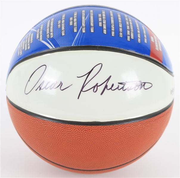 2010s Oscar Robertson Milwaukee Bucks Signed InkRedible Graphic Basketball (JSA)
