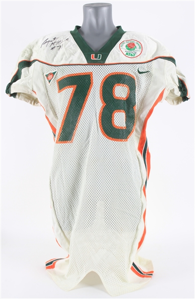 2002 Bryant McKinnie Miami Hurricanes Signed Game Worn Rose Bowl Jersey (MEARS LOA/*Beckett*/RGU Photomatch)
