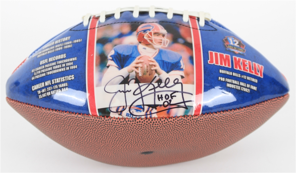 2010s Jim Kelly Buffalo Bills Signed InkRedible Graphic Football (JSA) 