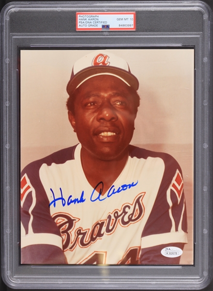 1966-1974 Hank Aaron Atlanta Braves Autographed 8x10 Color Photo (PSA Slabbed Gem Mint 10) *JSA*