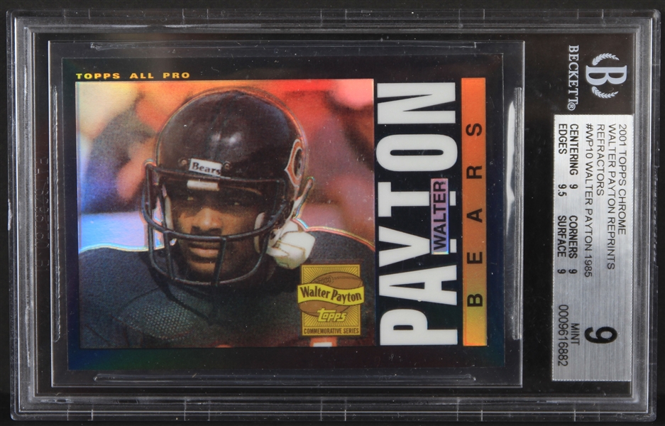 2001 Walter Payton Chicago Bears Topps Chrome Refractor Trading Card #WP10 (Beckett Slabbed)