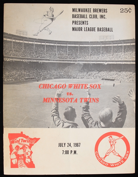 1967 Minnesota Twins vs Chicago White Sox at Milwaukee County Stadium Game Program (Lot of 2)