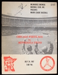 1967 Minnesota Twins vs Chicago White Sox at Milwaukee County Stadium Game Program (Lot of 2)