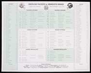 2009 Minnesota Vikings vs Green Bay Packers Media Roster Card