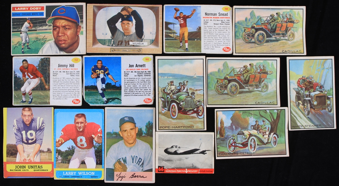 1950s-1960s Bowman, Topps, and Post Cereal Trading Cards featuring Johnny Unitas Baltimore Colts, Yogi Berra New York Yankees and More(Lot of 13)