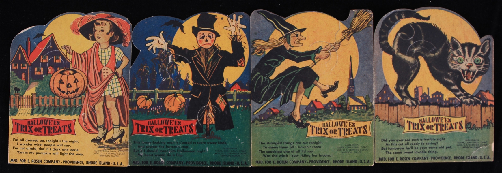 1940s Rosen Halloween Lollipop Cards (Lot of 4)