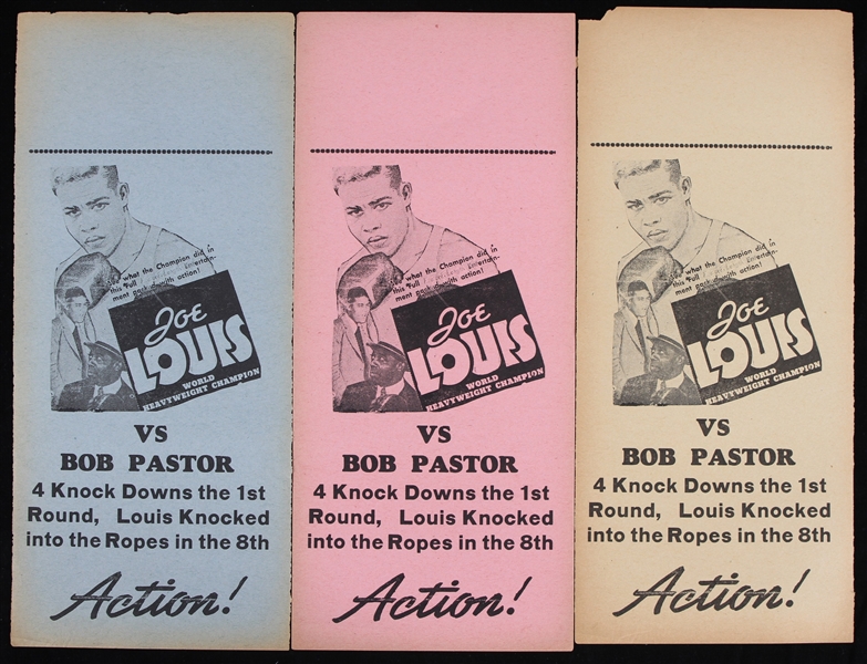 1939 Joe Louis vs Bob Pastor Results Newspaper Flyers (Lot of 3)