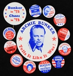 1970s Archie Bunker 1" to 3" Election Pinback Buttons (Lot of 13)