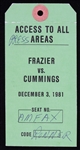 1981 Joe Frazier vs Floyd Cummings All Area Access Pass