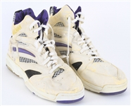1993-94 Karl Malone Utah Jazz Signed LA Tech Game Worn Sneakers (MEARS LOA/JSA)