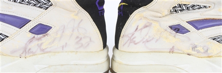 1993-94 Karl Malone Utah Jazz Signed LA Tech Game Worn Sneakers (MEARS LOA/JSA)