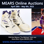 1993-94 Karl Malone Utah Jazz Signed LA Tech Game Worn Sneakers (MEARS LOA/JSA)