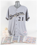 1980s-2000s Sports Memorabilia Collection - Lot of 450+ w/ Trading Cards, Jamey Wright Signed Game Worn Jersey, Milwaukee Brewers Signed Baseballs (MEARS LOA/JSA)