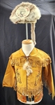 1950s Disney Davy Crockett Kids Frontier Fringe Jacket with Coon Skin Cap Featuring Fess Parker Photo Tag