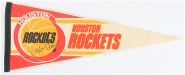 1990s Hakeem Olajuwon Houston Rockets Signed Full Size 29" Pennant (JSA)