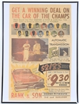 1957 Milwaukee Braves 18" x 24" Framed Rank And Son Dodge Plymouth Newspaper Advertisement