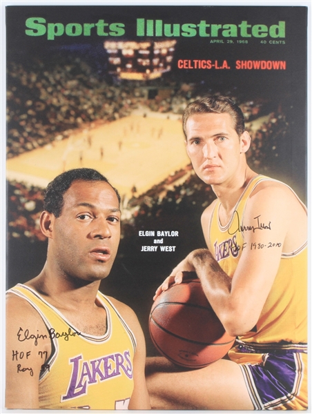 1968 Elgin Baylor & Jerry West LA Lakers Signed Sports Illustrated 30x40 Canvas Print (JSA)