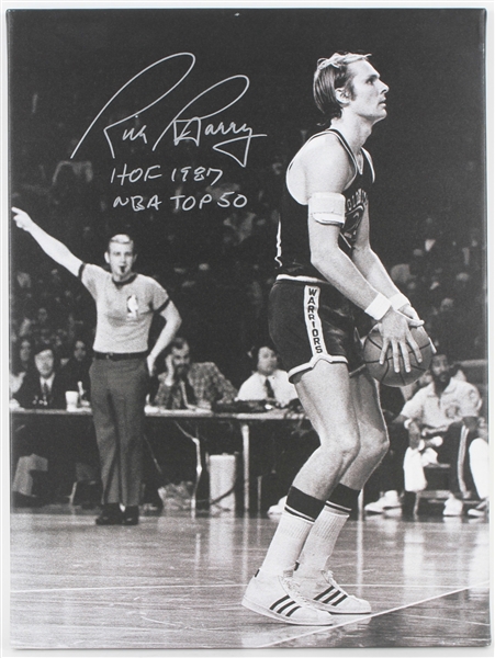 2010s Rick Barry Golden State Warriors Signed 18" x 24" Canvas Print (JSA)