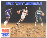 2010s Nate "Tiny" Archibald Kansas City-Omaha Kings Signed & Multi Inscribed 16" x 20" Canvas Print (JSA)