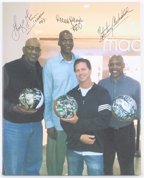2010s George Gervin Robert Parish Nate "Tiny" Archibald Signed 16" x 20" Canvas Print (JSA)