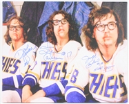 2010s The Hanson Brothers Slap Shot Triple Signed 16" x 20" Canvas Print (JSA)