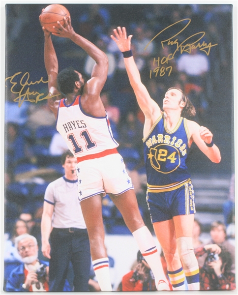 2010s Rick Barry Elvin Hayes Signed 16" x 20" Canvas Print (JSA)