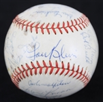1965 Chicago Cubs Team Signed ONL Giles Baseball w/ 28 Signatures Including Ernie Banks, Ron Santo, Billy Williams & More (JSA)