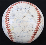 1965 Chicago Cubs Team Signed ONL Giles Baseball w/ 28 Signatures Including Ernie Banks, Ron Santo, Billy Williams & More (JSA)