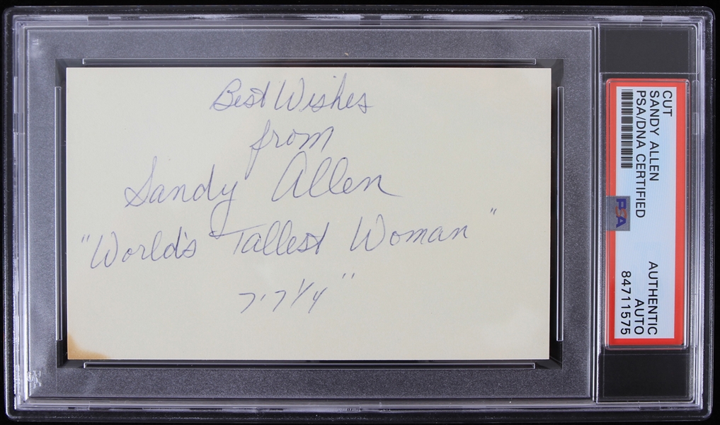 1970s Sandy Allen Worlds Tallest Woman Signed Cut (PSA Slabbed)