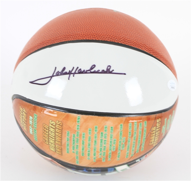 2018 John Havlicek Boston Celtics Signed PhotoFile Graphic Mini Basketball (*JSA*)