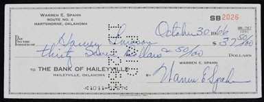 1966 Warren Spahn Milwaukee Braves Signed Check (JSA)